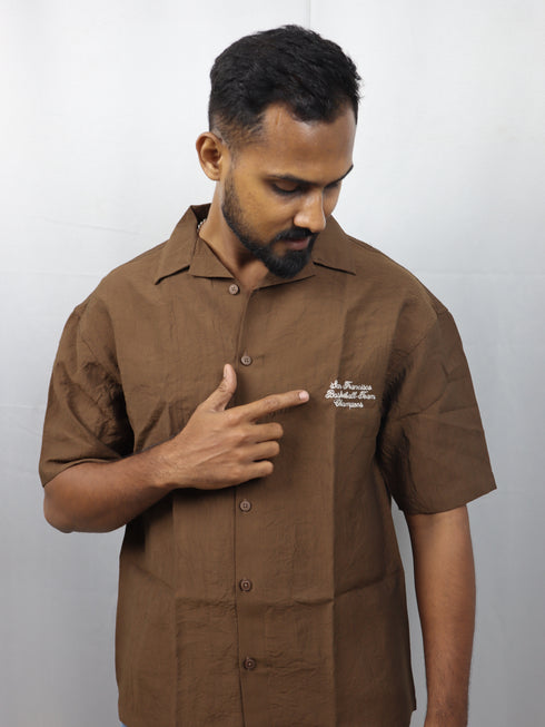 Men’s Premium Self-Textured Shirt – Dark Brown