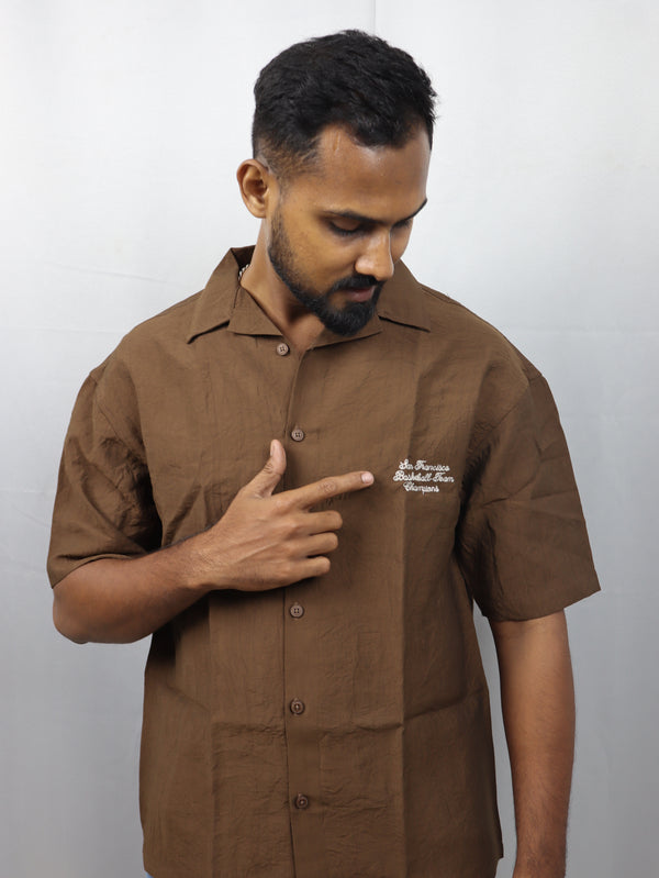 Men’s Premium Self-Textured Shirt – Dark Brown