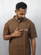 Men’s Premium Self-Textured Shirt – Dark Brown