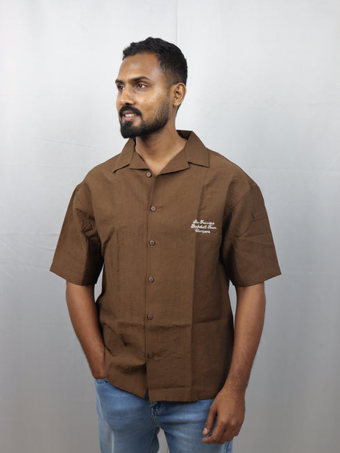 Men’s Premium Self-Textured Shirt – Dark Brown