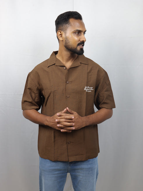 Men’s Premium Self-Textured Shirt – Dark Brown