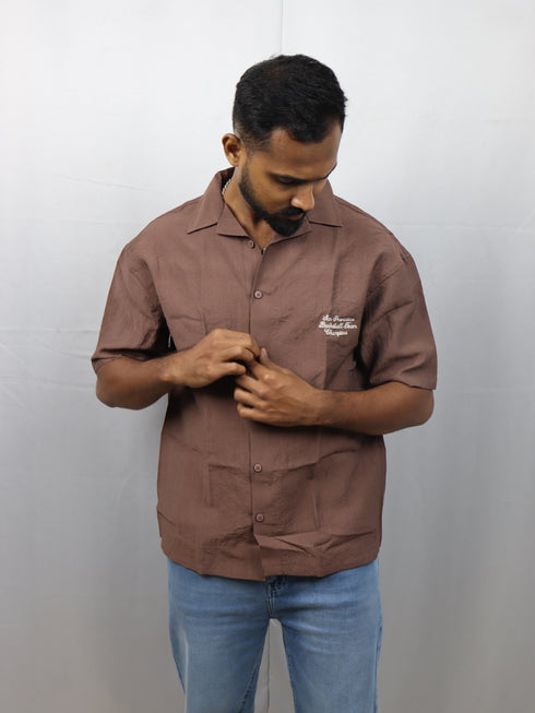 Men’s Premium Self-Textured Shirt – Brown