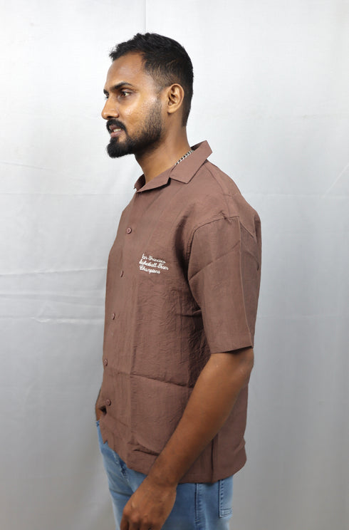 Men’s Premium Self-Textured Shirt – Brown