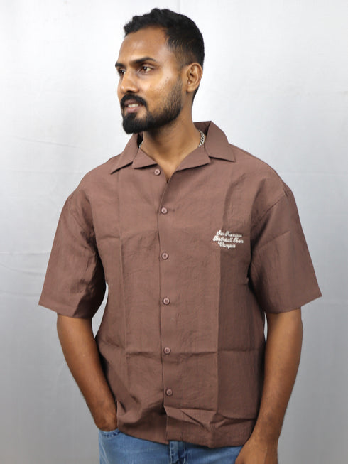 Men’s Premium Self-Textured Shirt – Brown