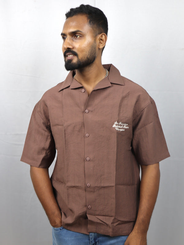 Men’s Premium Self-Textured Shirt – Brown