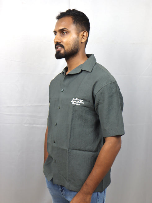 Men’s Premium Self-Textured Shirt –Olive Green