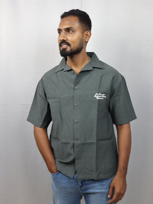 Men’s Premium Self-Textured Shirt –Olive Green