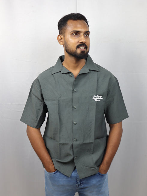 Men’s Premium Self-Textured Shirt –Olive Green