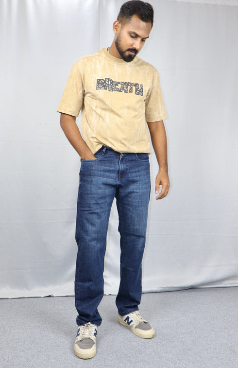 Men’s Washed Blue Straight Fit Jeans
