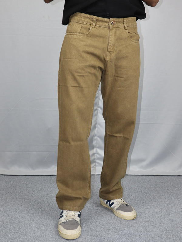 Khaki Brown Baggy Fit Denim Jeans