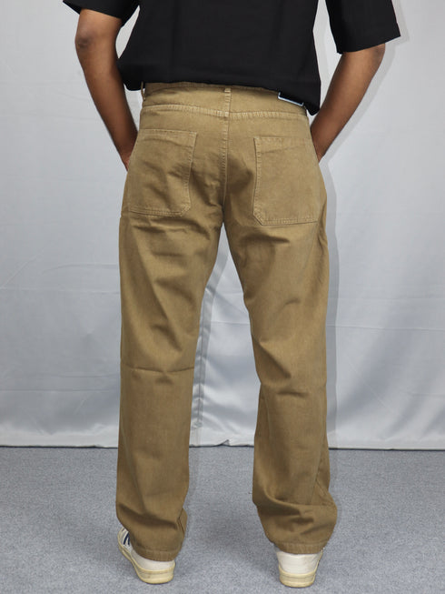 Khaki Brown Baggy Fit Denim Jeans