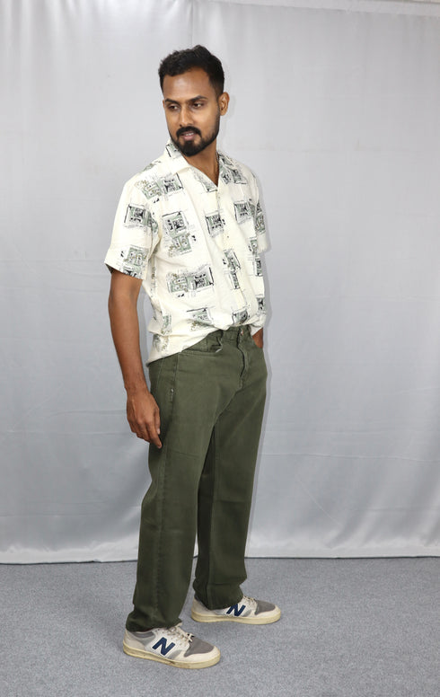 Olive Green Baggy Fit Jeans