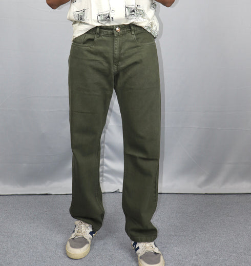 Olive Green Baggy Fit Jeans