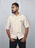 Men’s Premium Beige Textured Half Shirt