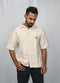 Men’s Premium Beige Textured Half Shirt