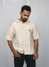 Men’s Premium Beige Textured Half Shirt