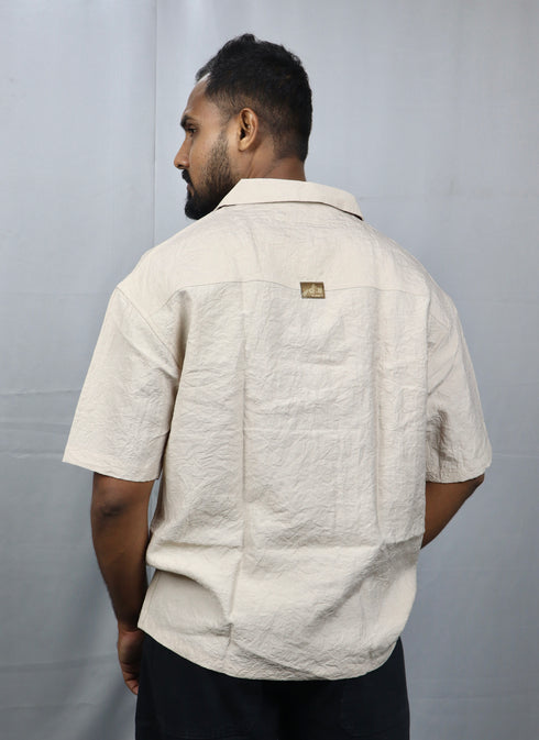 Men’s Premium Beige Textured Half Shirt