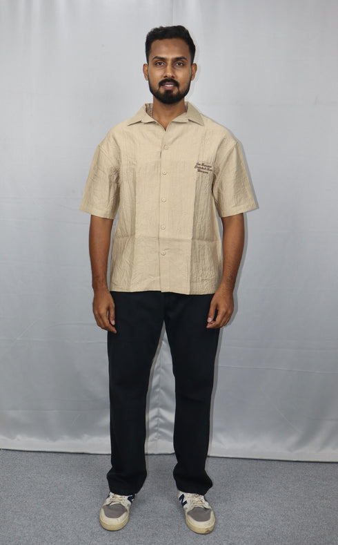 Men’s Premium Self-Textured Shirt – Beige