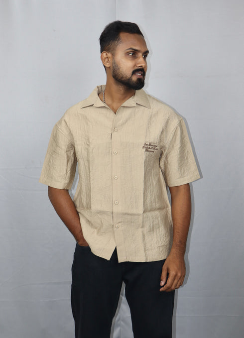 Men’s Premium Self-Textured Shirt – Beige