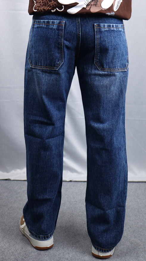 Denim Blue Stone Wash Baggy Jeans
