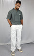 Men's Relaxed Fit White Linen Trousers