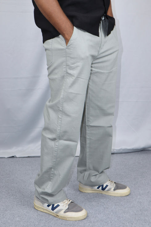 Men's Relaxed Fit Grey Linen Trousers
