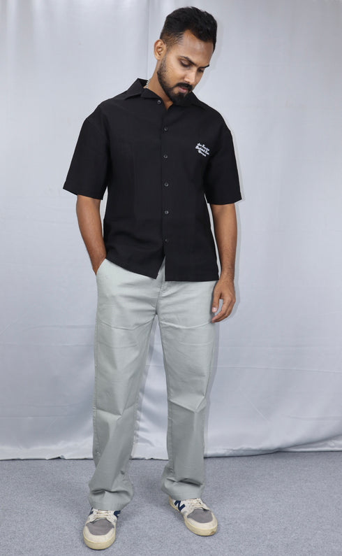 Men's Relaxed Fit Grey Linen Trousers