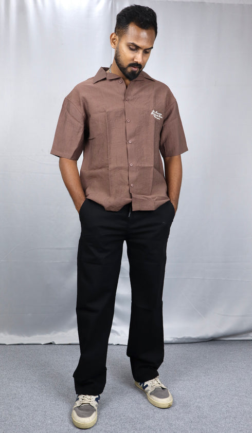 Men's Relaxed Fit Black Linen Trousers