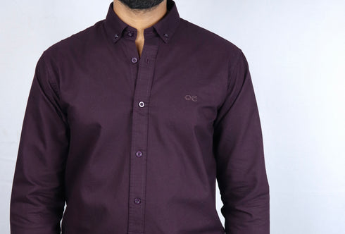 Men's Wine Oxford Formal Shirt