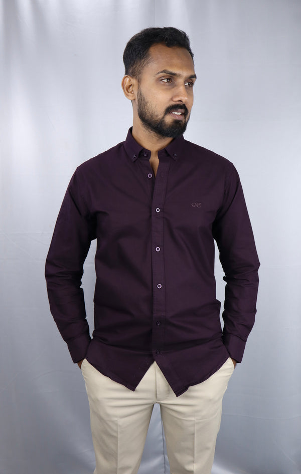 Men's Wine Oxford Formal Shirt