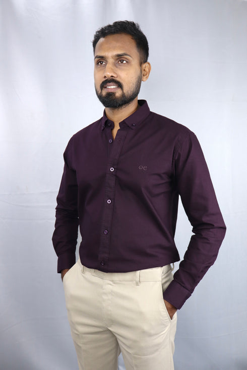 Men's Wine Oxford Formal Shirt