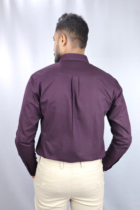 Men's Wine Oxford Formal Shirt