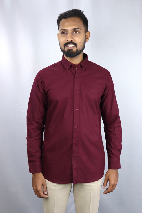 Men's Maroon Oxford Formal Shirt