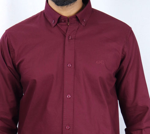 Men's Maroon Oxford Formal Shirt