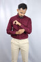 Men's Maroon Oxford Formal Shirt