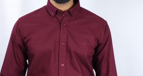 Men's Maroon Oxford Formal Shirt