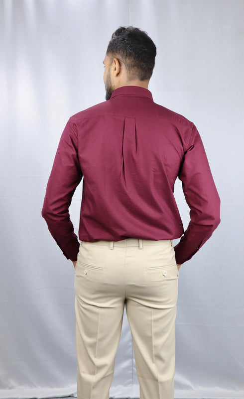 Men's Maroon Oxford Formal Shirt