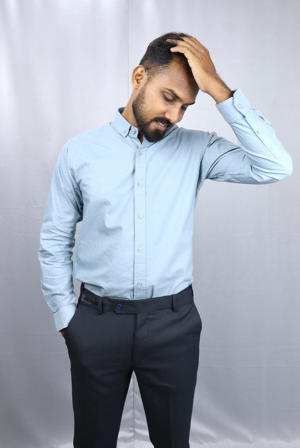 Men's Ice Blue Oxford Formal Shirt