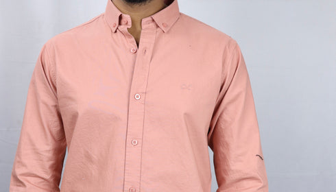 Men's Peach Oxford Formal Shirt