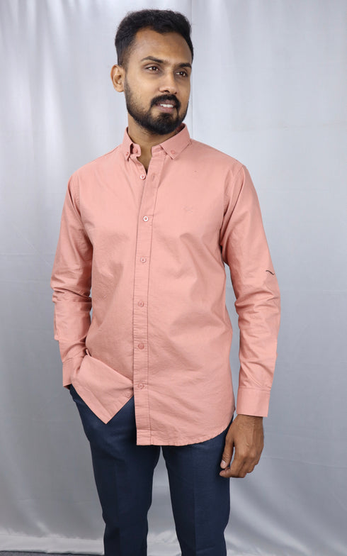 Men's Peach Oxford Formal Shirt