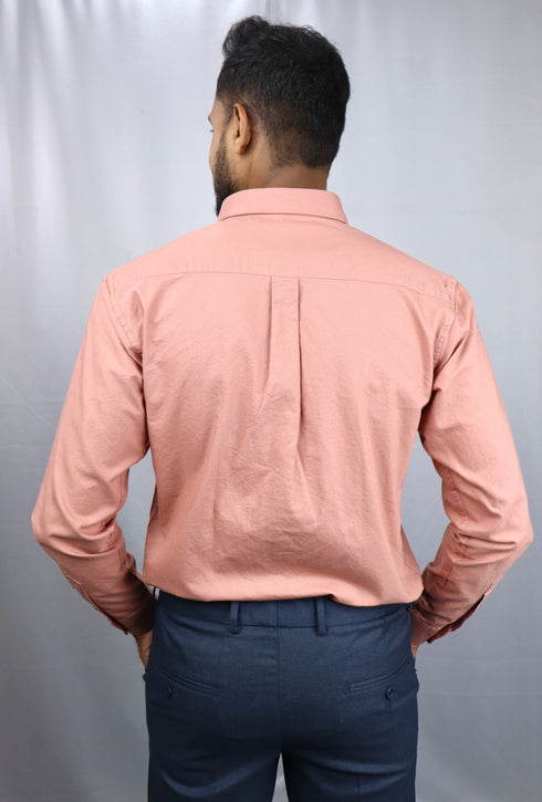 Men's Peach Oxford Formal Shirt