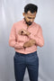Men's Peach Oxford Formal Shirt