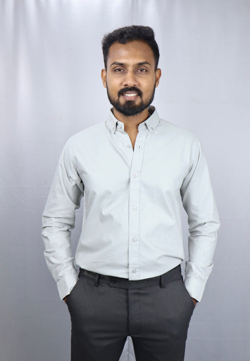 Men's Grey Oxford Formal Shirt