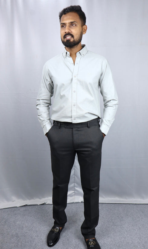 Men's Grey Oxford Formal Shirt