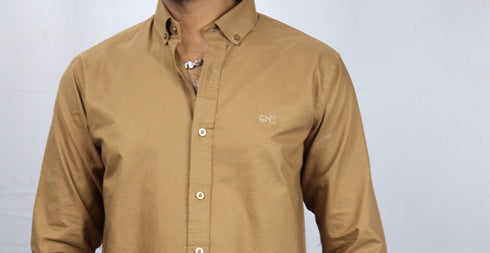 Men's Brown Oxford Formal Shirt