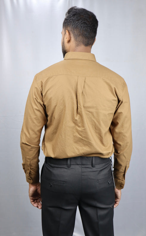 Men's Brown Oxford Formal Shirt