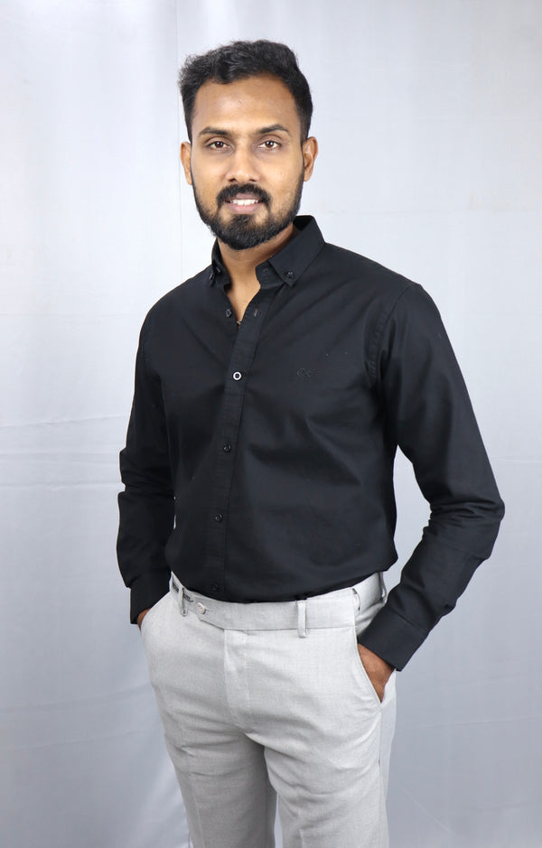Men's Black Oxford Formal Shirt