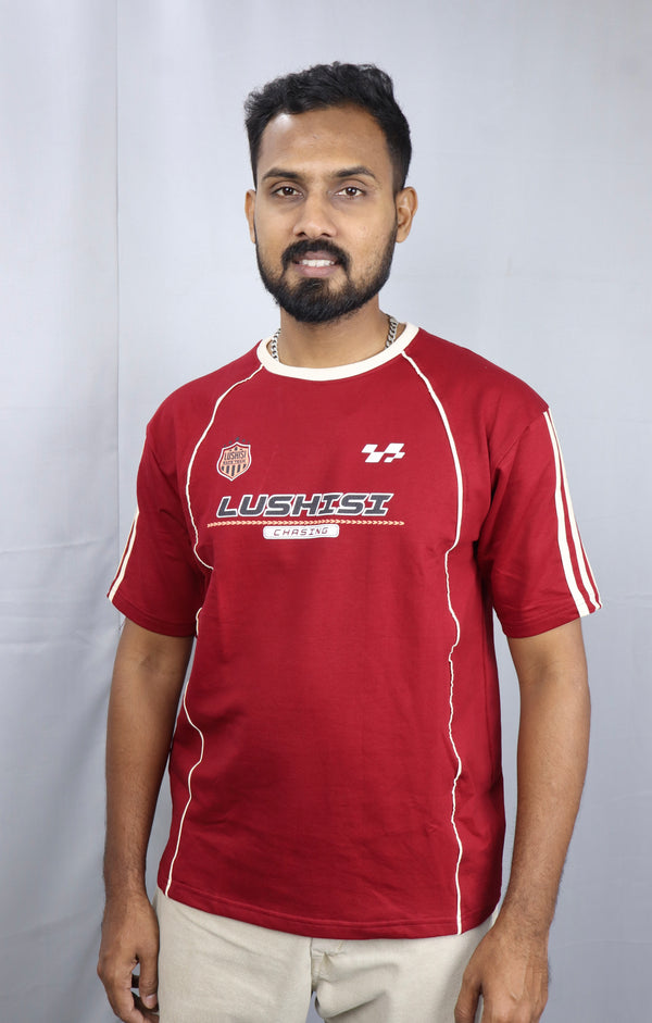 Men's Vintage Motorsport Style Red oversized T-Shirt