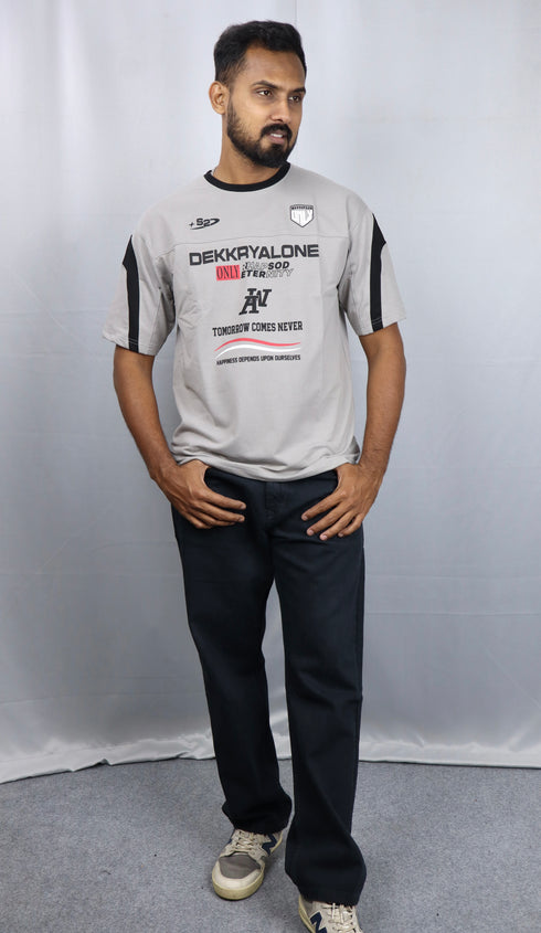 Men's Style Grey Oversized T-Shirt