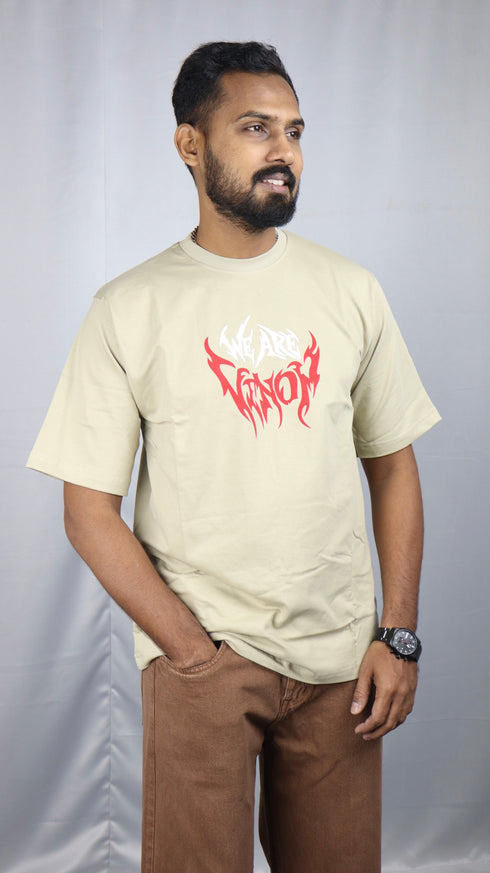 Men's Style Beige Oversized T-Shirt
